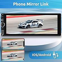 Single Din Car radio with Wireless CarPlay/Android Auto, Bluetooth Handsfree Car Radio 6.86 Inch IPS Touch Screen Single DIN MirrorLink FM/EQ/AUX/USB/SWC/Type-C with Camera MIC