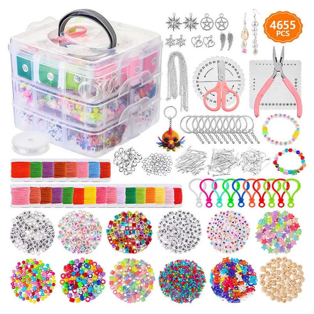 4655pcs DIY Letter Bead Kit, Bracelet Making Jewelry Craft Set, Three-Layer Creative Handmade Beading Materials, Fun Crafting Supplies