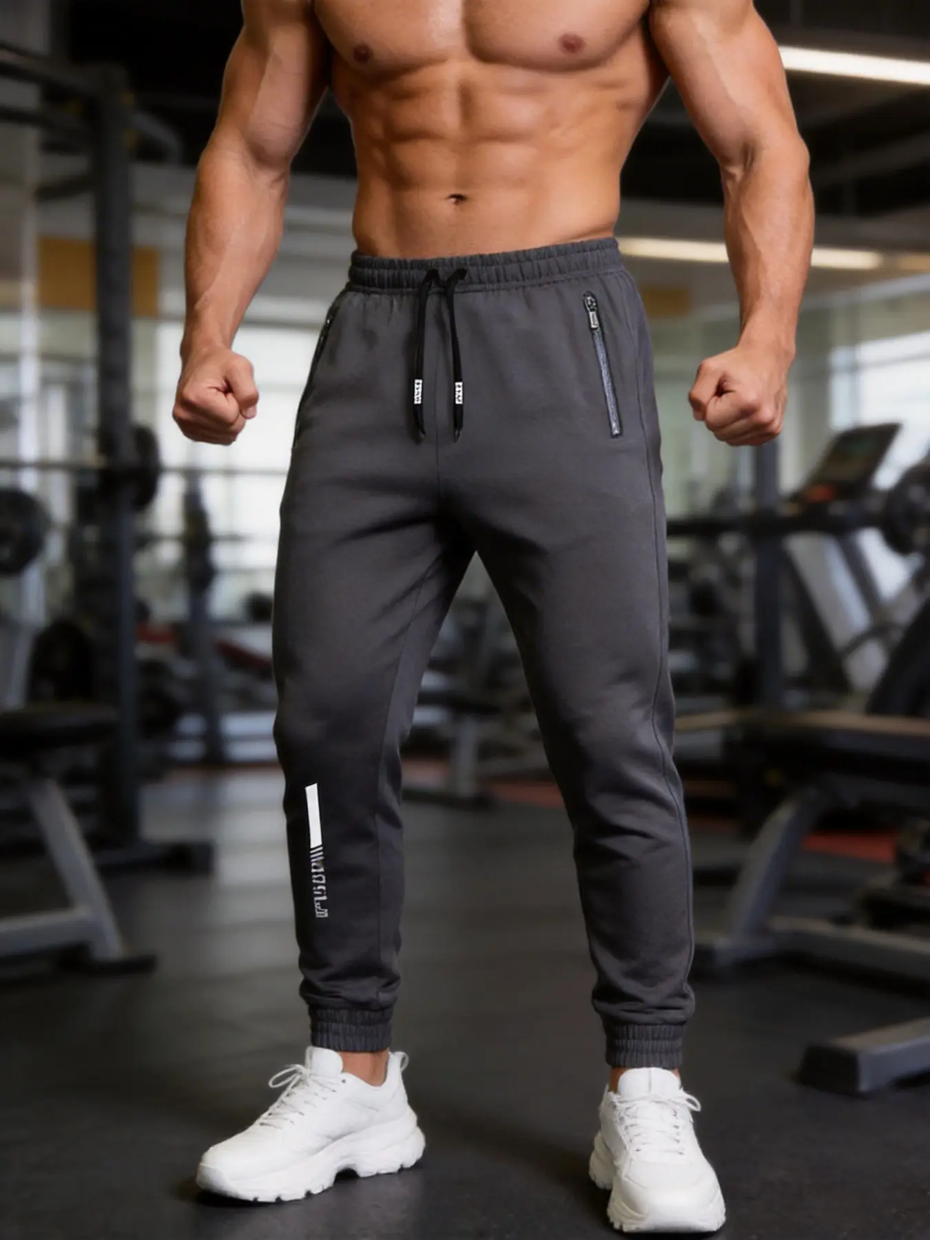 Men's Slim Fit Running Pants, Zip Pocket Sports Training Gym Wear, Casual Jogging Trousers for Men, Comfortable Athletic Apparel, Fitness Bottoms