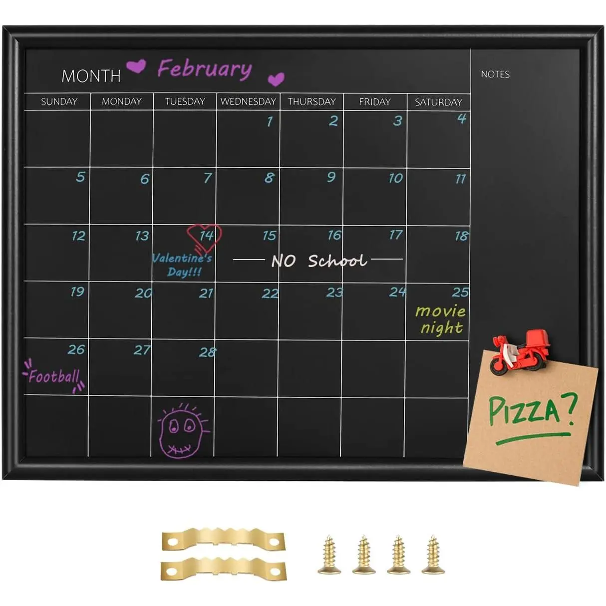 Small Calendar Chalkboard,  Chalk Board for Planning,10.6" x14.6" | Wall Mounted Blackboard,Black Frame,School Timetable Memo,  Board for Office/School/