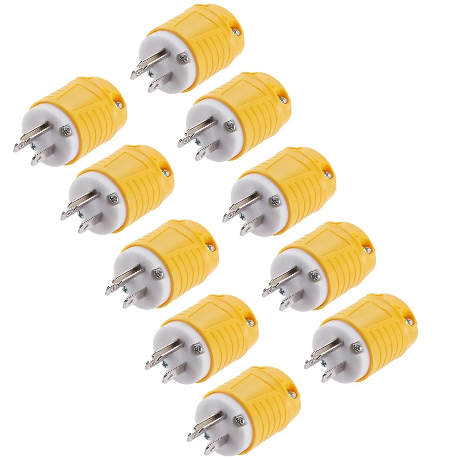 GJANSH Extension Cord Male Ends 10 Pack, NEMA 5-15P Replacement Plug | ETL Listed, 15 Amp 125 Volt, Heavy Duty, 3 Prong, Industrial Grade, Straight Blade Grounding Type, 2 Pole 3 Wire