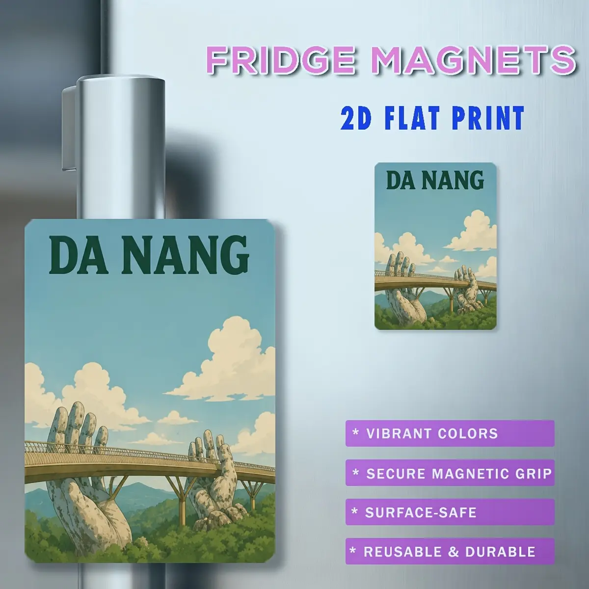 1pc modern art design, Da Nang magnet sticker, special gifts, creative refrigerator and door surface decoration, organizer with magnetic back 3.31x2.36inch (8.4x6cm) AM4078051X04