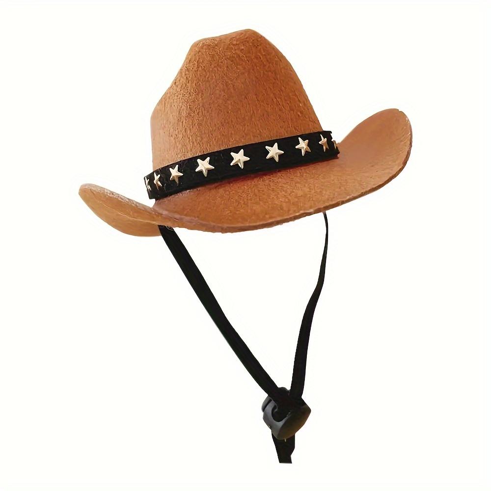1pc Mini Cowboy Pet Hat with Tether for Small Dogs and Cats - Machine Washable, All-Season Polyester Woven Accessory for Holiday Parties and Outings, Breed-Specific Design