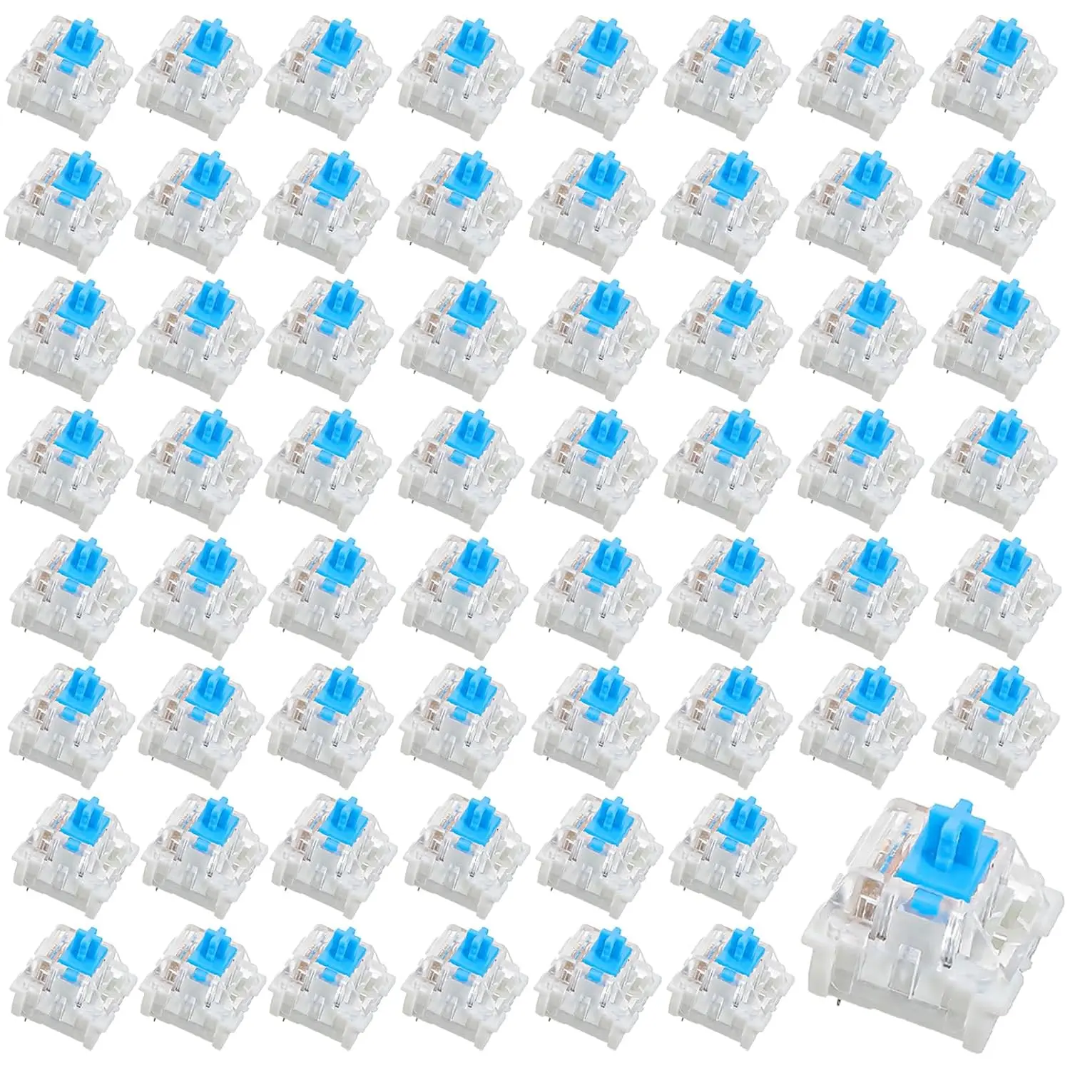 60 count Mechanical Keyboard Switches 3 Pin Blue Keyboard Clicker  Clicky Switches  Clicker Pre-Lubricated Keyboards Accessories for Mechanical Gaming Keyboards, Blue