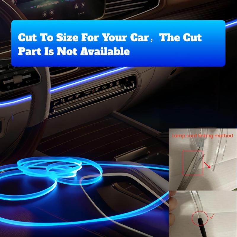 Car Interior LED Ambient Light, USB Environment Light Kit, Music Mode Neon Strip Light for 4 Car Doors & Center Console Decoration