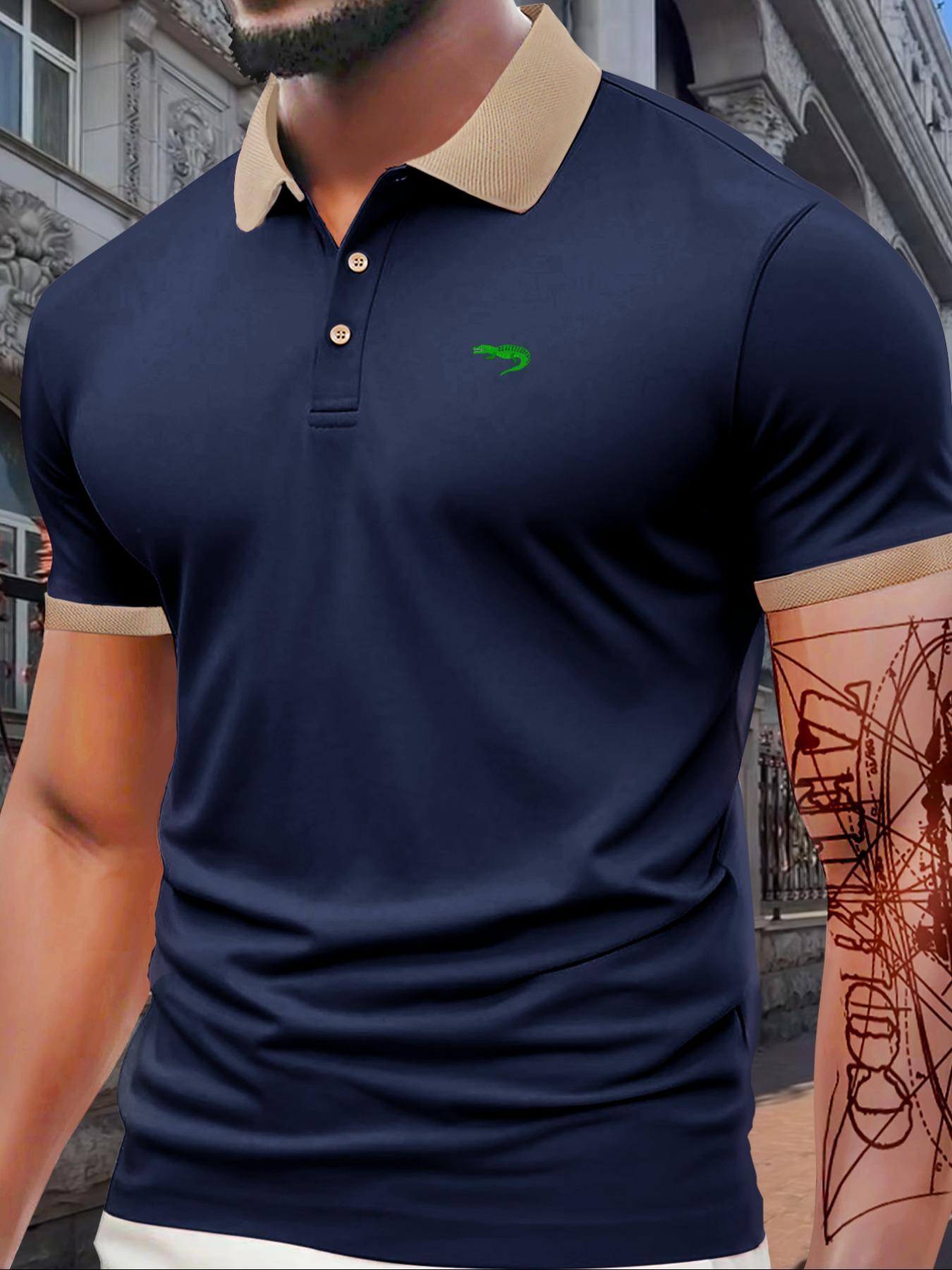 Men's Regular Fit Letter Print Shortsleeve Polo Shirt, Casual Short Sleeve Collared Top for Summer, Fashion Men's Clothes for Daily Wear, Menswear, Smooth Casual Fit Chic Fashion Casual, Golf Shirt