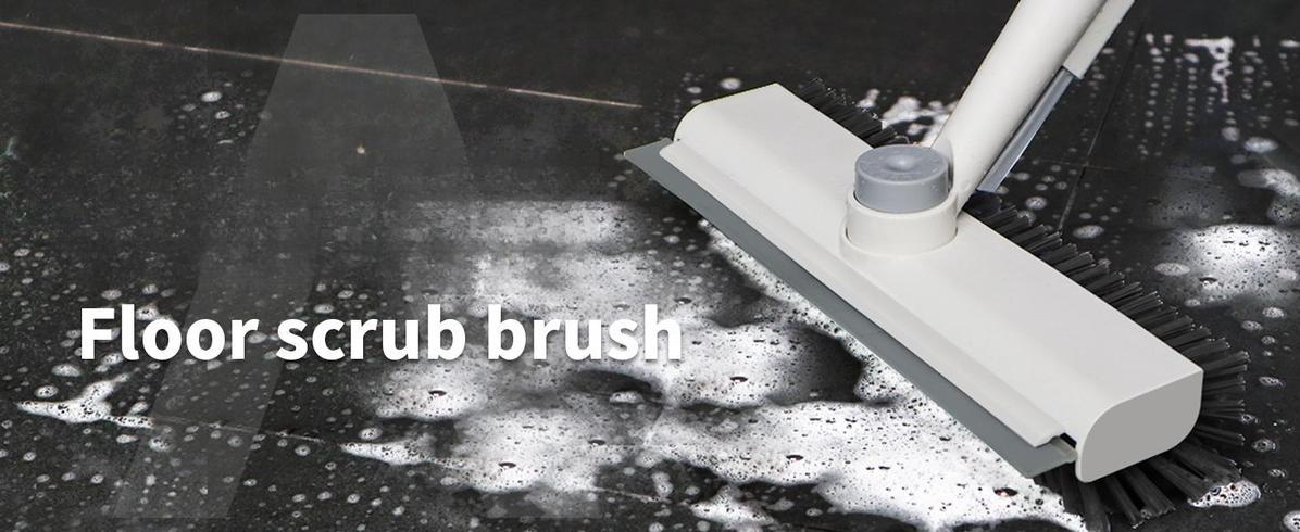 Floor Scrub Brush with Long Handle,3 in 1 Scrape and Heavy-Duty Stiff Bristle Scrubber Brush for Cleaning Shower Bathroom, Patio, Garage, Kitchen, Wall and Deck, Cleaning Supplies for Home,  Essential Items for Home Christmas Gifts
