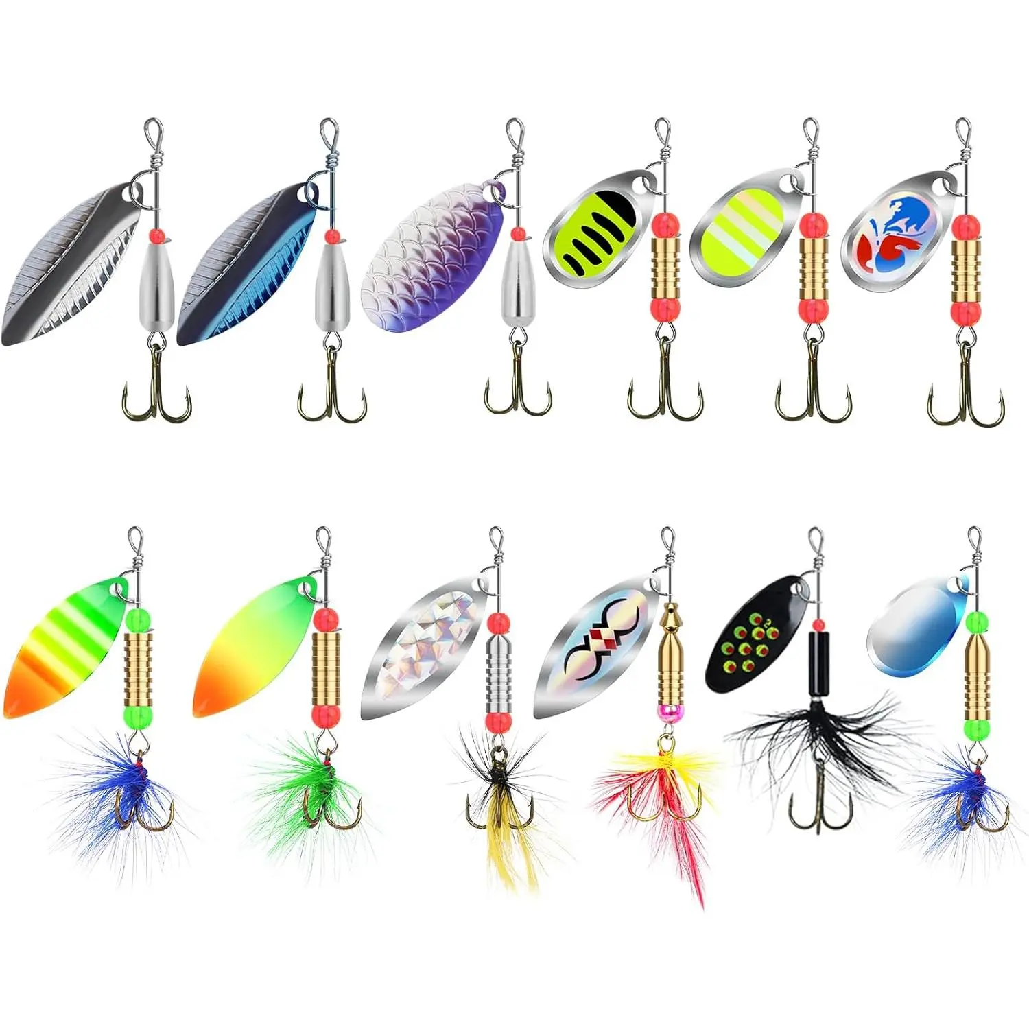 Rooster Tail Spinner Baits - High-Quality Jig and Swim Fishing Lures with Copper Blades for Freshwater and Saltwater Bass, Trout, Pike, Walleye, No, Affordable Prices