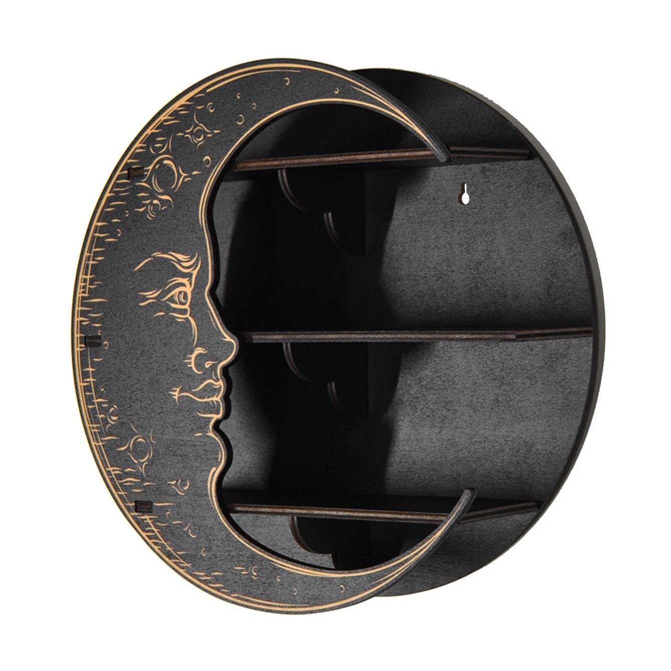 Moon Design Wall Rack for Room Decor, 1 Count Creative Home Decor Wooden Shelf for Ornaments Display, Wall Mounted Storage Rack, Hanging Wall Decor, Wall Mounted Organizer