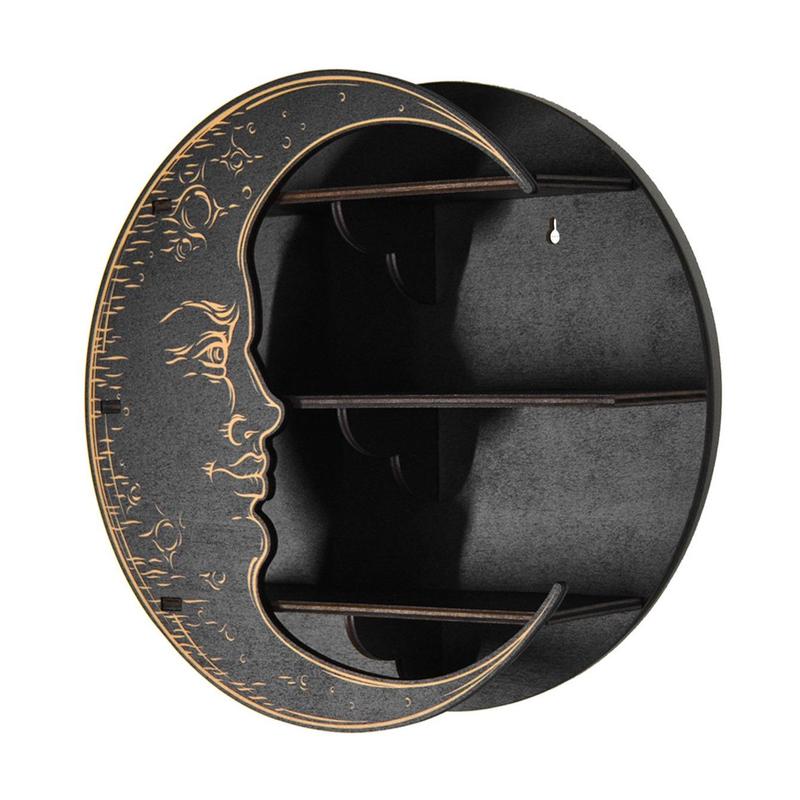 Moon Design Wall Rack for Room Decor, 1 Count Creative Home Decor Wooden Shelf for Ornaments Display, Wall Mounted Storage Rack, Hanging Wall Decor, Wall Mounted Organizer