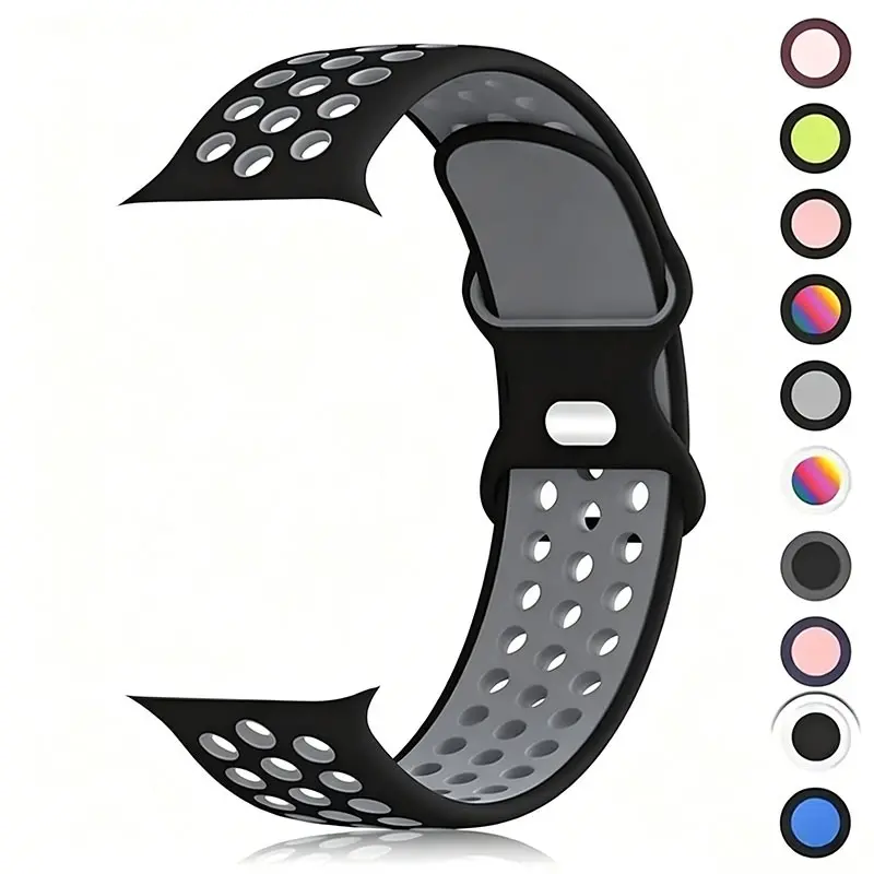 Silicone Band for Apple Watch Ultra 44mm 49mm 45mm 42mm 46mm, Breathable Waterproof Sport Silicone Strap, Iwatch Series 8 Se 7 6 5 9 10 Ultra Thin, Watch Straps, Smart Watch Accessories, Smartwatch Accessories