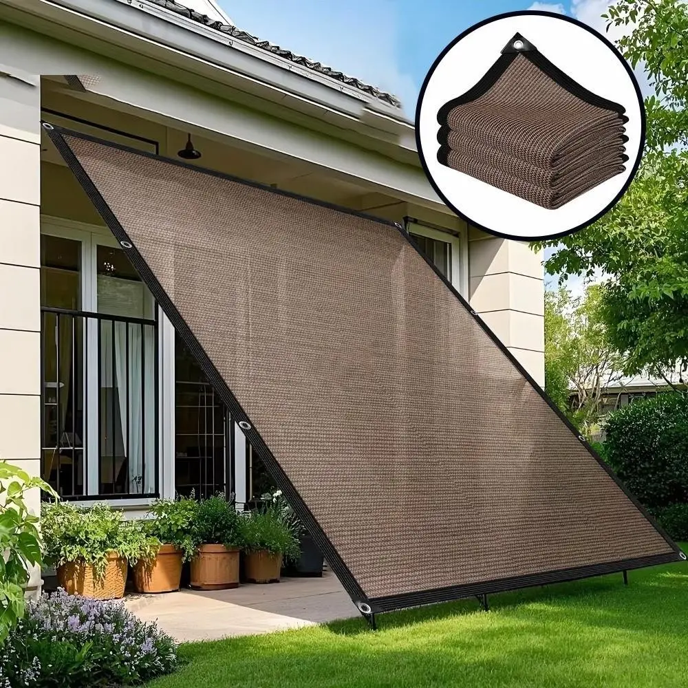 1pc Sunshade Cloth, Polyester Sunshade Canopy, 90% UV Protection Garden Shade Net, Eyelet Mesh Canopy, Ideal for Plant Covering, Patio, Garden Arbor, Greenhouse, Carport, Dog Kennel, Coffee