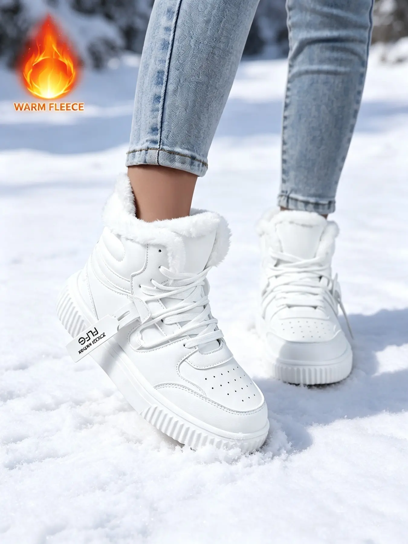 Women's Snow Boots, Winter Warm Thick Sole, Casual Ankle Height, Letter Pattern, Rubber Sole, Perfect for Outdoor Activities