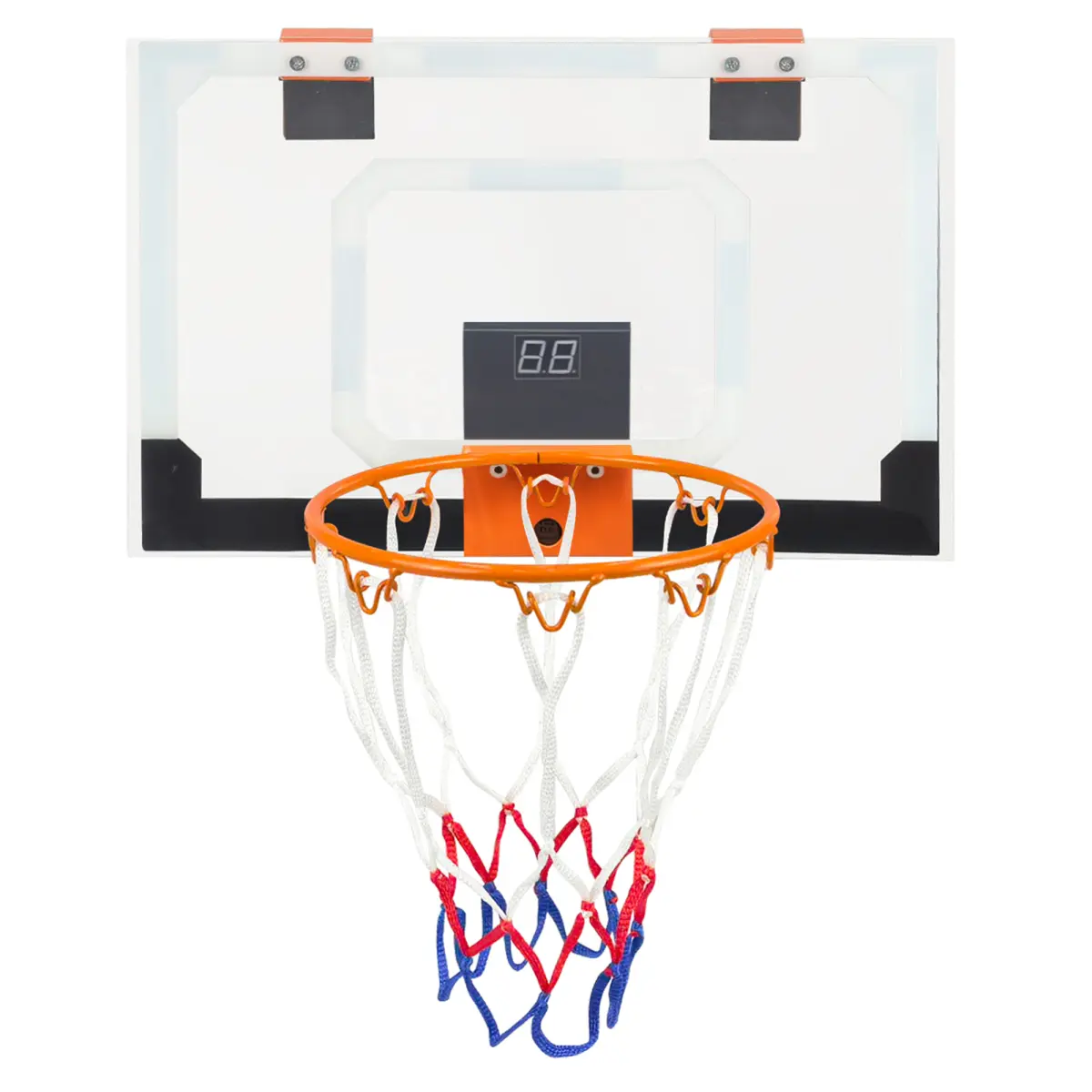 Over The Door Mini Basketball Hoop Shatterproof Acrylic Backboard Metal Rim Built-In Electronic Scoreboard Easy Mount Indoor Basketball Game Toy for Bedroom Office Dorm Kids Adults Basketball Lovers Gift