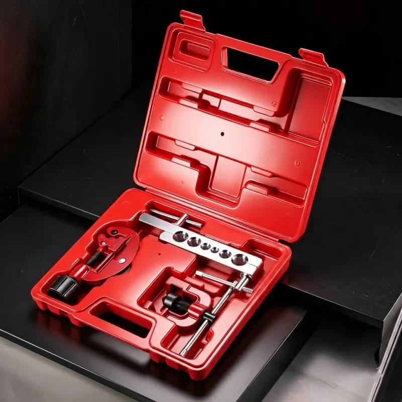 Brake Line Flaring Tool Kit, 3/16", 1/4", 5/16", 3/8" and 1/2” Double & Single Tubing Flare Tool for Copper and Aluminum Fuel Line Tube Metal