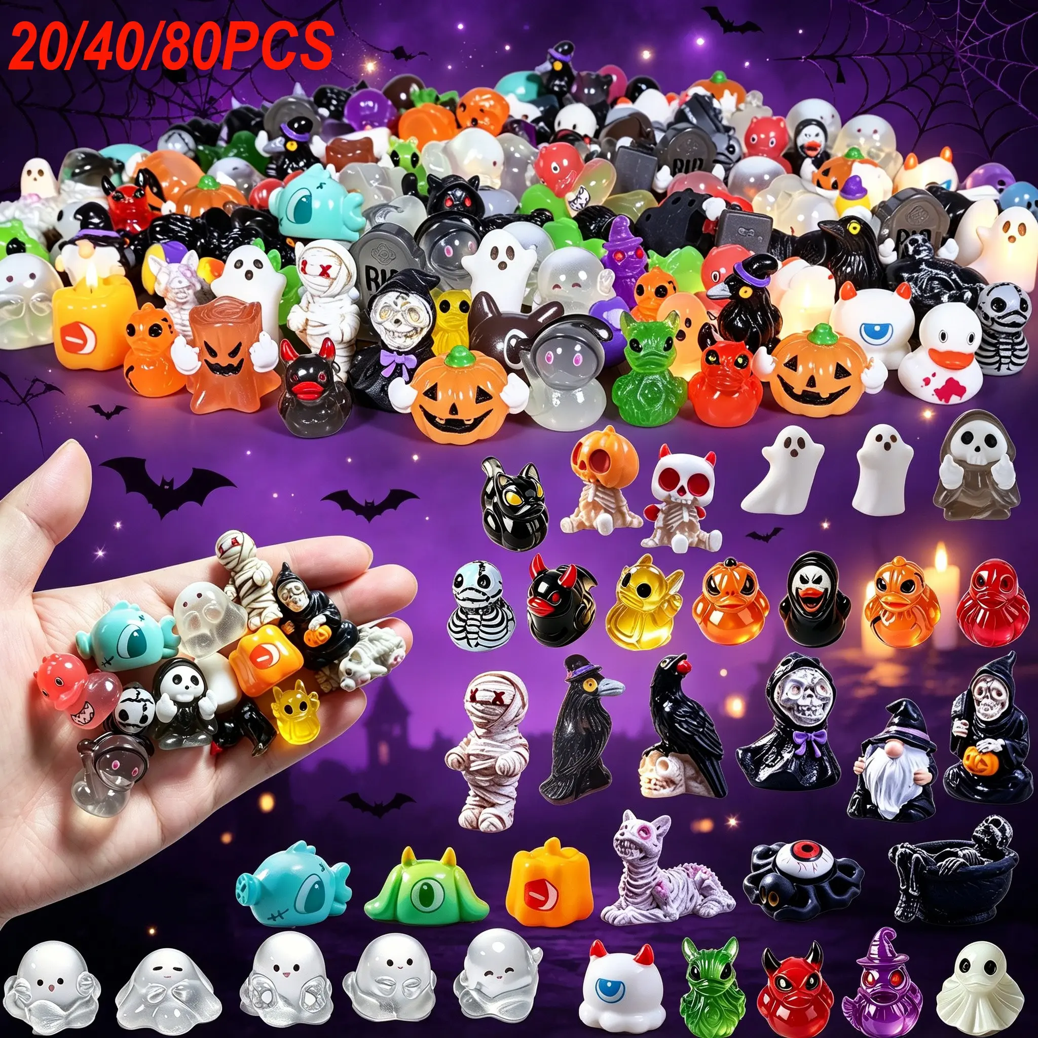 Mini Ghost Skull Devil Witch Resin Ornaments, Cute Spooky Halloween Decor, Mini Garden Figurines, Perfect Party Gifts