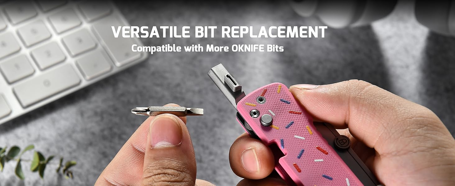 U1 Pro Multitool Folding Utility Knife with Folding Screwdriver, Quick Change Blade, Rail Lock & Pocket Clip for Men Women(Doughnut) Emergency Survival Kit Supplies