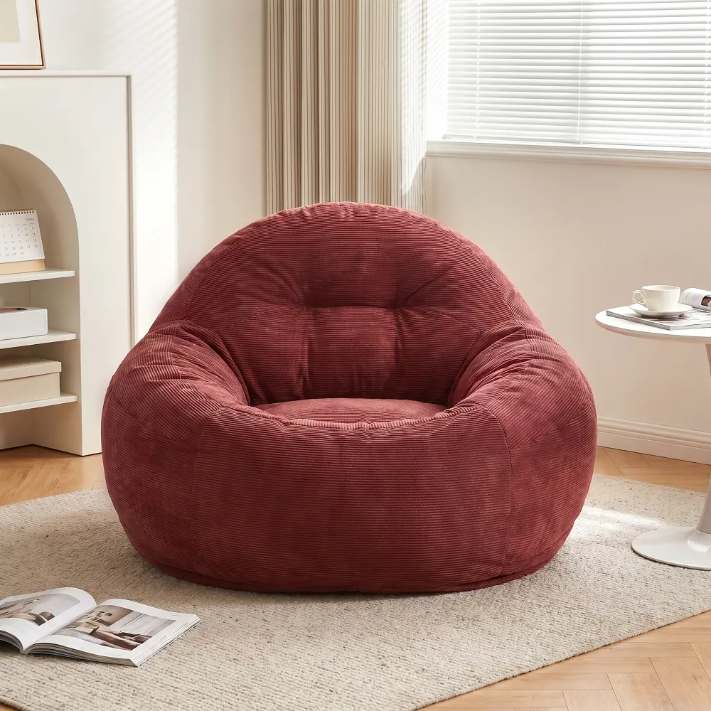 Bean Bag Chair with Filler, Large Bean Bag Sofa with Memory Foam Filling, Soft Tufted Plush Lazy Sofa Chair, Comfy Cozy Lounge Bean Bag Seat for Adults & Kids, Casual Floor Chair for Dorm Room, Apartment, Bedroom, Living Room Furniture