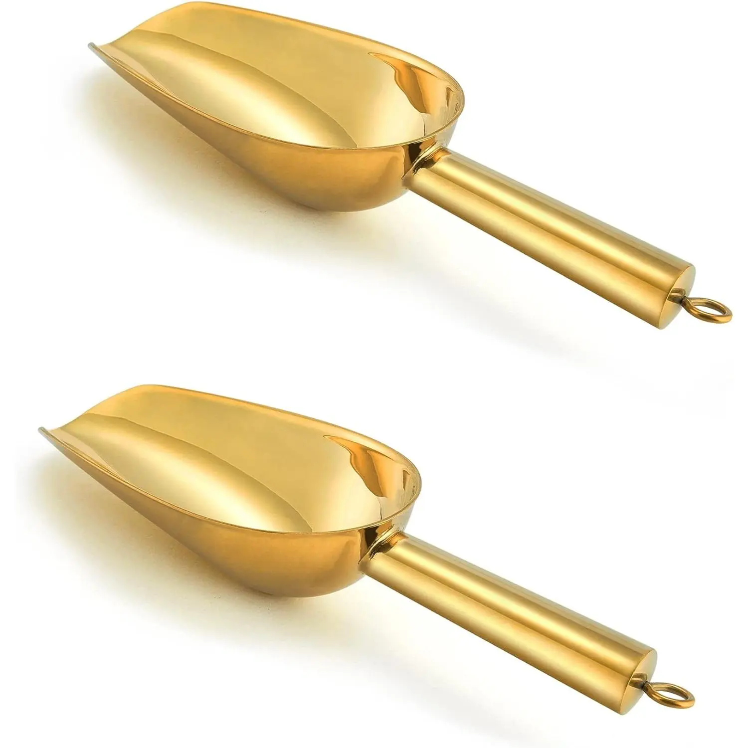 Gold Mini Scoop Set of 2, Small Candy Ice Cube Scoops, 3 Oz | 3 Ounce Sweet Scoop for Kitchen Home Bar Buffet Wedding Birthday Party, Pure Stainless Steel, Sturdy & Healthy & Easy Clean