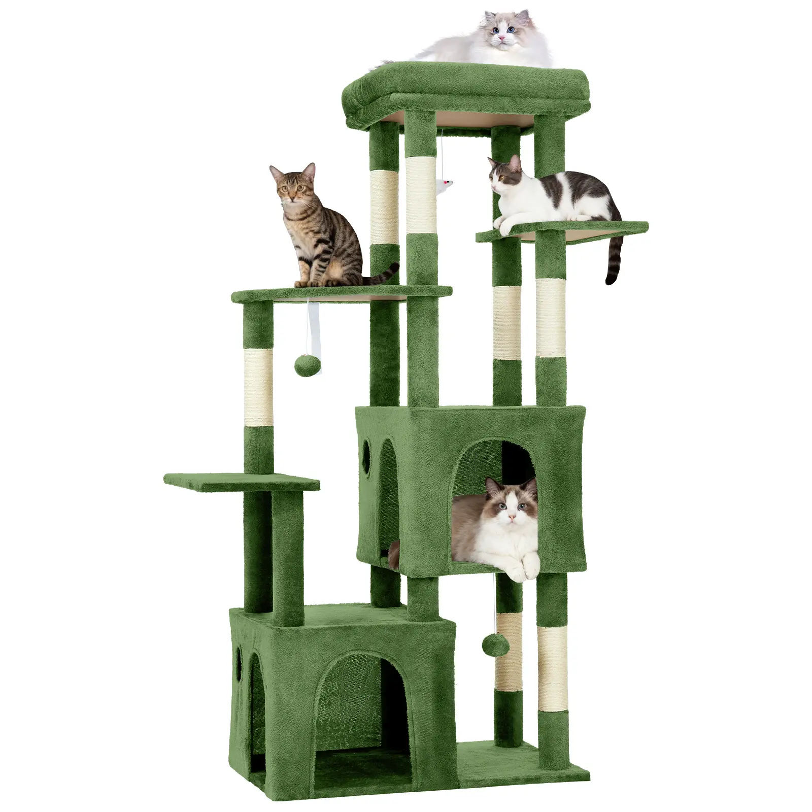 Multi-Level Cat Tree for Large Adult Cats, Heavy Duty Tower with 2 Condos & Jumbo Perch, Sturdy Activity Center with Sisal Scratching Posts for Maine Coon
