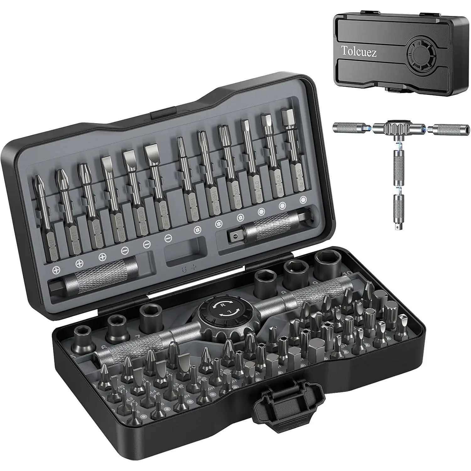 69 in 1 Screwdriver Set with 4 Handles, Ratcheting Screwdriver Set, S2 Bits, & T-Handle, Multi Bit Tool Kit for Home, Auto, Repair, Furniture