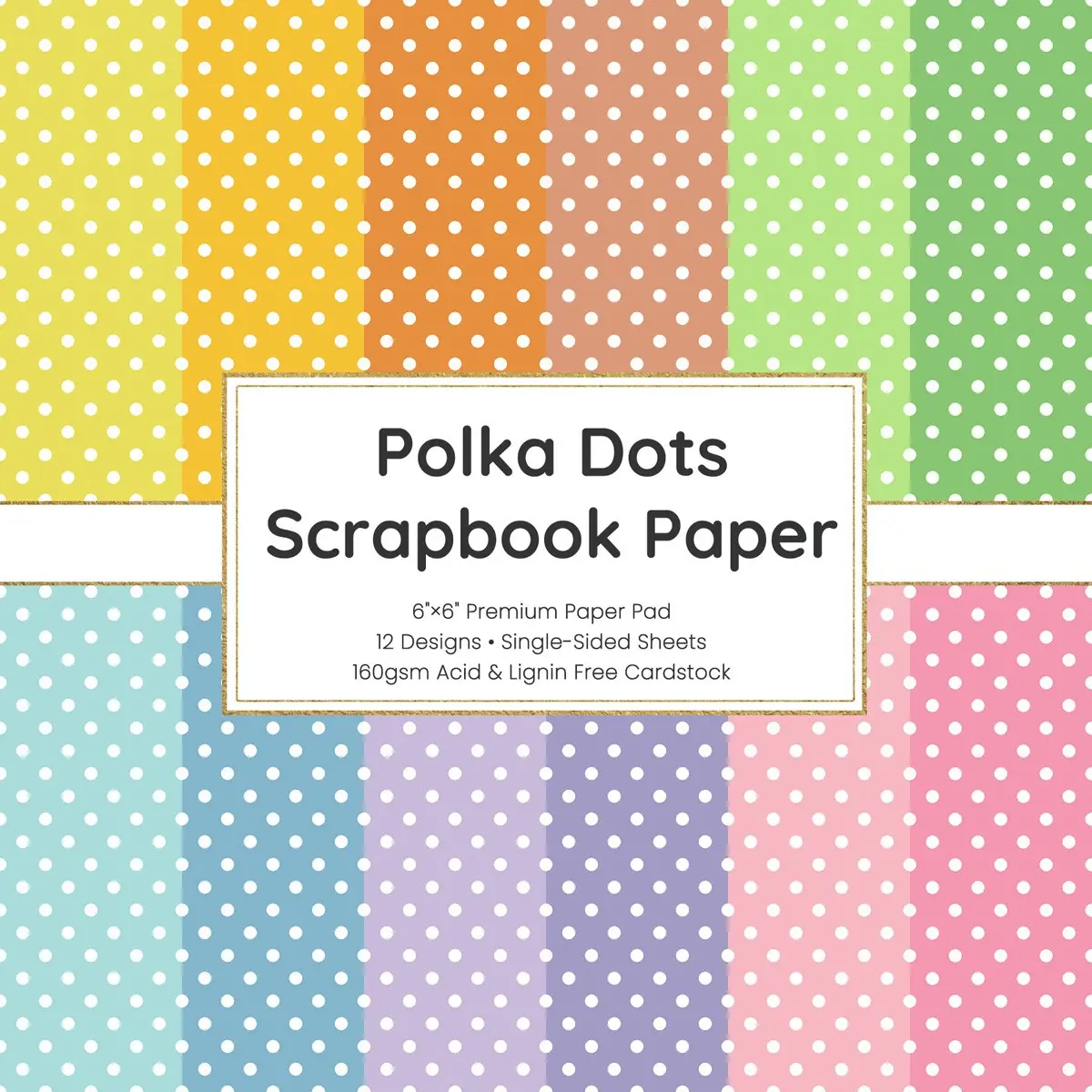 36 Sheets 6-Inch （15.24 X 15.24 cm）Polka Dot Scrapbook Decorative Paper, Junk Journal Craft Paper, DIY Supplies for Creative Projects, Perfect for Albums and Journals, Scrapbooking Paper
