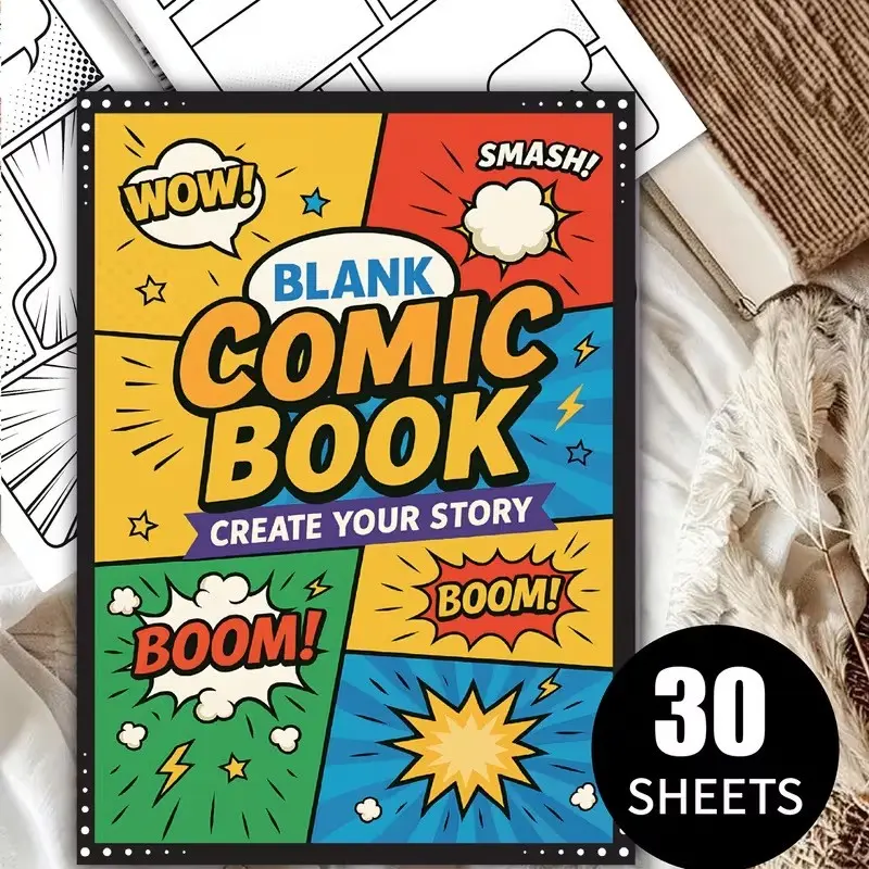 30-Page Blank Comic Book, Create Personal Comics, Multiple Panel Layouts, Sketchbook for Storytelling, Creative Art Tool, Hand-Drawn Comic Drawing Pad