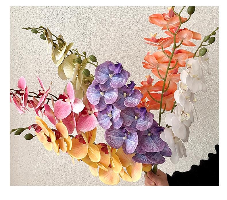 9 artificial Phalaenopsis orchids made of film, 3D printed artificial flowers with a luxurious feel, suitable for decoration in the living room, dining table, entrance, and wedding room
