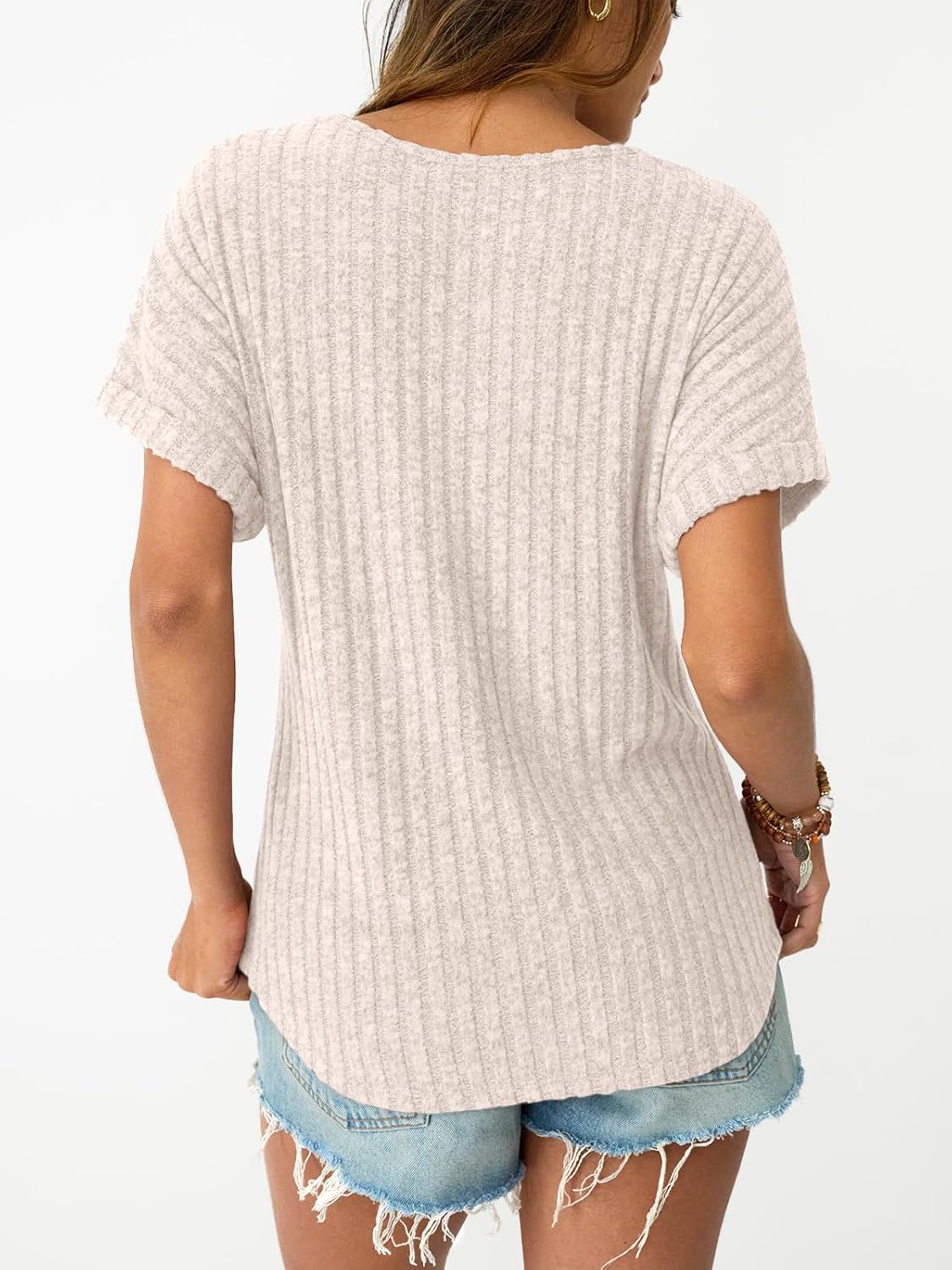 Women Short Sleeve T Shirt Summer Sweater Dressy Casual Blouse Business Top Work Clothing