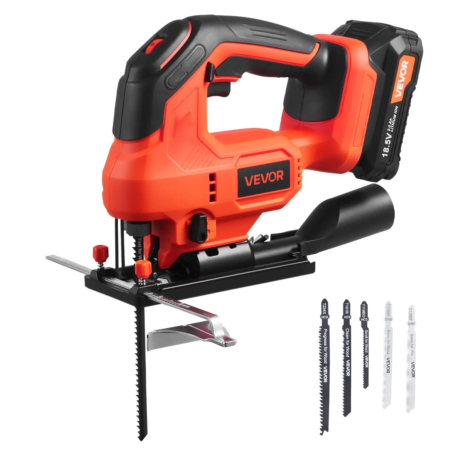 【DealsForYouDays】VEVOR Cordless Jig Saw, 20 V, 3000 SPM Blade Speed, Cordless Jigsaw with Battery and Charger, LED Light, 6 Variable Speed, 0- 45 Bevel Cuts, with 6 pcs Blades, 4 Orbital Settings, for Wood, Metal