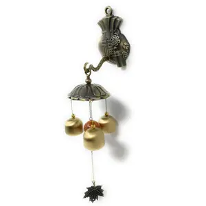 THY COLLECTIBLES Feng Shui Brass Door Chime Wind Chime windbell - Chinese Fu (Fortune) and Chinese Knotting Design
