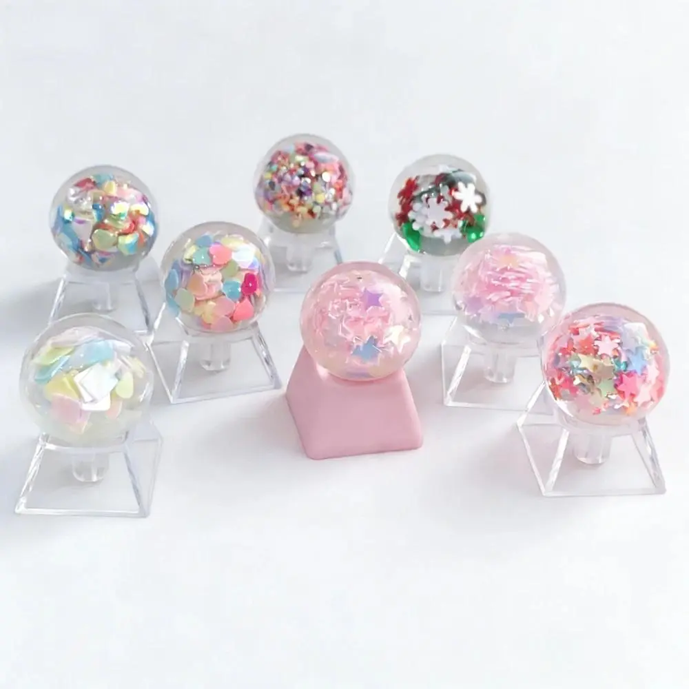 3D Crystal Keycaps Pink Glow Cherry MX | R4 ESC Anime Girl Transparent Keycaps Gift for Friend