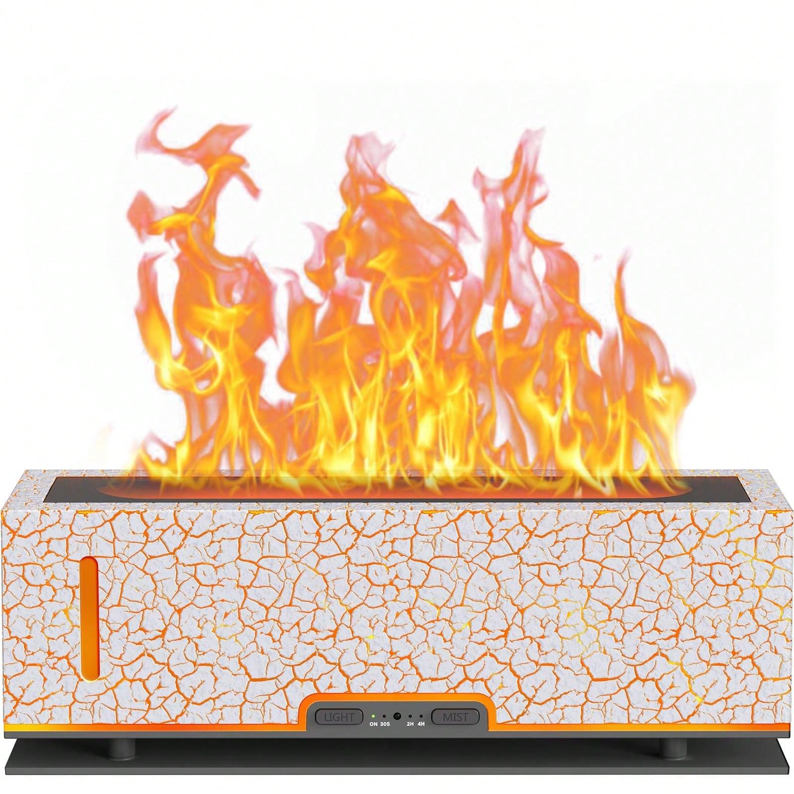 Flame Diffuser Humidifier Essential Oil Diffusers 200ml Desk Aroma Diffusers ,Low Noise And Moisturizes,For Home Office Cool Fire Air Diffuser White Crack