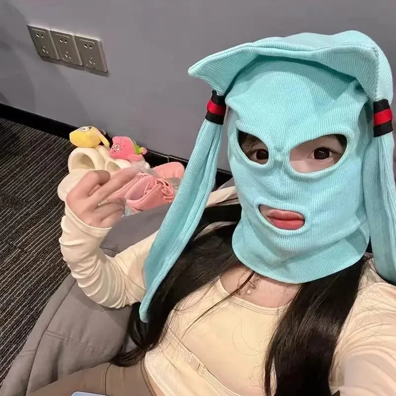 Miku Funny Balaclava Hat Cartoon Anime Cosplay Mask Creative Prank Prop Full Face Covering Headgear For Halloween Party