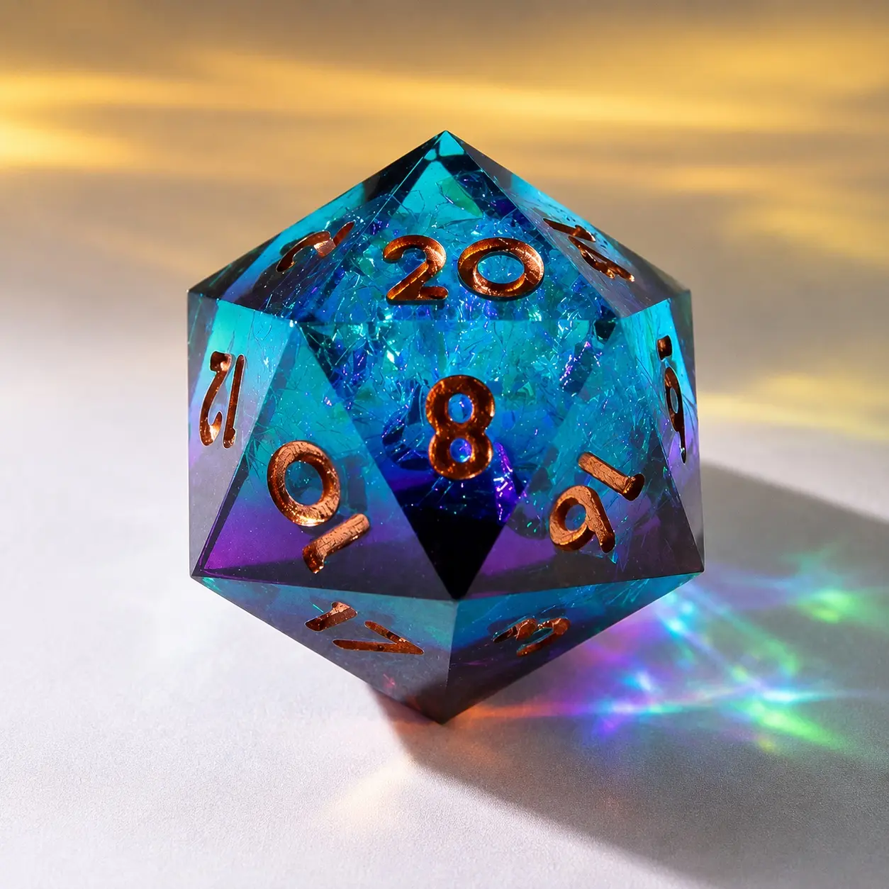 Single D20 Solid Resin Dice, Sharp Edge Polyhedral Die, Fantasy RPG Dice for DND Pathfinder Tabletop Gaming