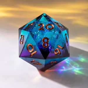 Single D20 Solid Resin Dice, Sharp Edge Polyhedral Die, Fantasy RPG Dice for DND Pathfinder Tabletop Gaming
