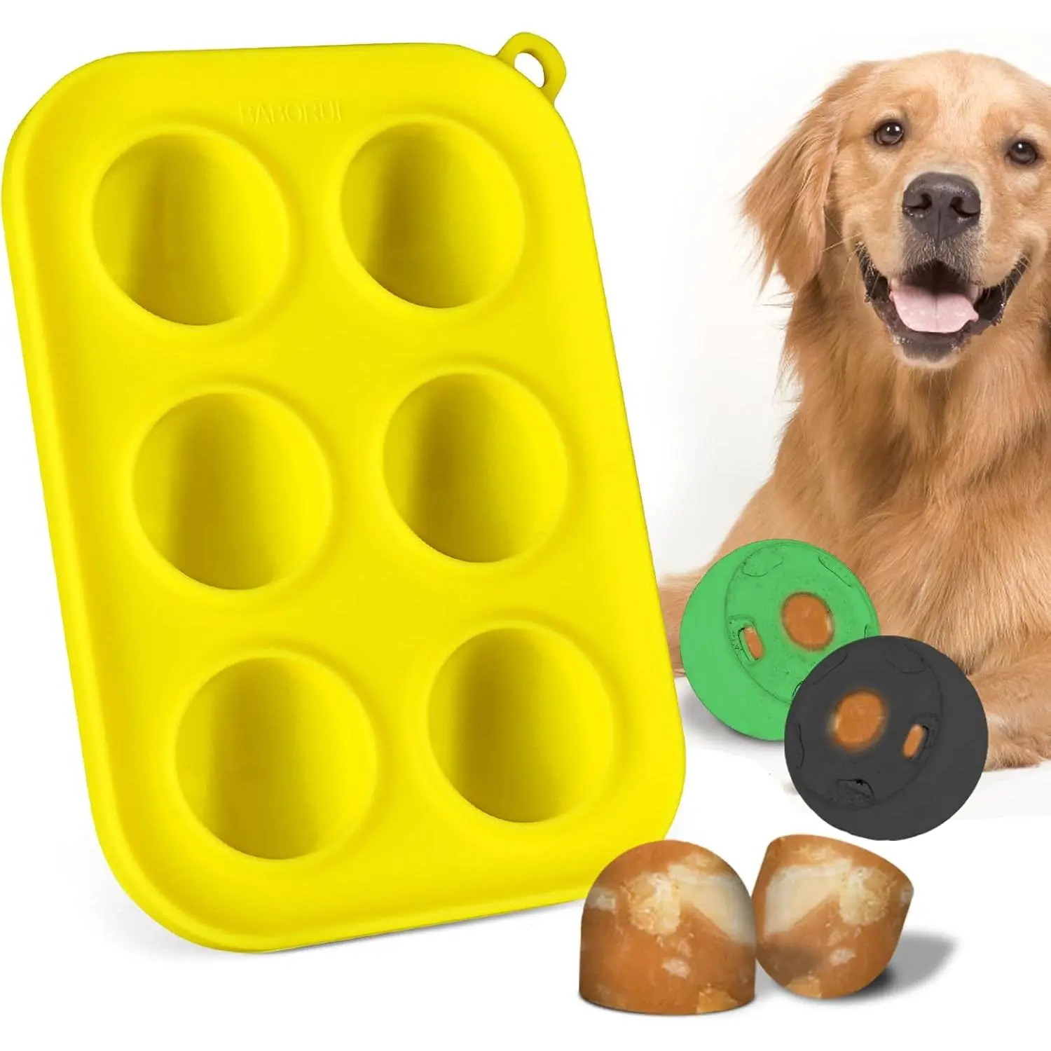 [Summer Essentials]BABORUI 6 Cavities Dog Treat Molds for Woof Pupsicle Small 10-25lbs, Reusable Frozen Dog Treat Molds Silicone for Making Mix Refills Pops Ice Popsicle Treats (S)gift