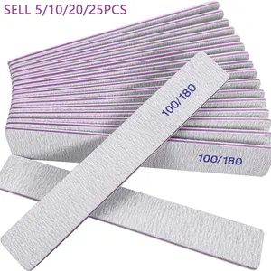 5/10/20/25pcs Nail Files, Nail File Set, 100/180 Grit Emery Boards Nail File for Natural Nails and Acrylic Nails, Double Sided Emory Boards limas para unas acrilicas Profesional Fingernail Filer Reusable Manicure Gray