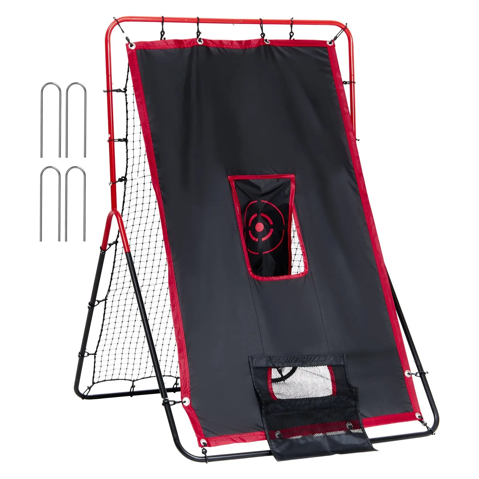 Baseball And Softball Rebounder Net 3.5x4.5 Ft, 2-In-1 Switch Hitter Pitch Practice Trainer For Baseball And Softball, Portable Training Net With Easy Setup, Durable Weather-Resistant Frame, Ideal For Backyard, Park And Field Use