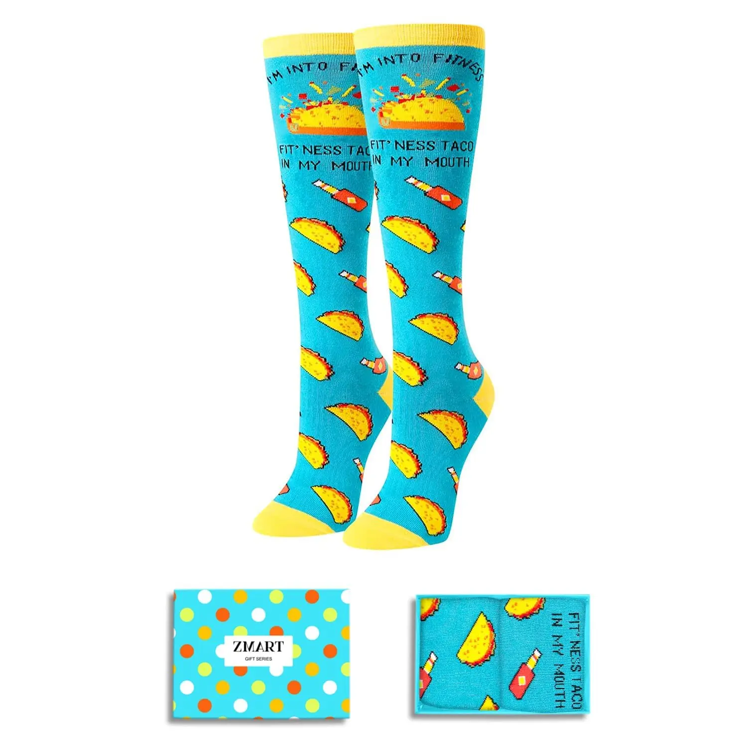 Zmart Women's Taco Mexican Theme Socks, Taco Lover Presents, Unique Gift Ideas For Women, Ladies Socks, Taco Tuesday, Fast Food Socks