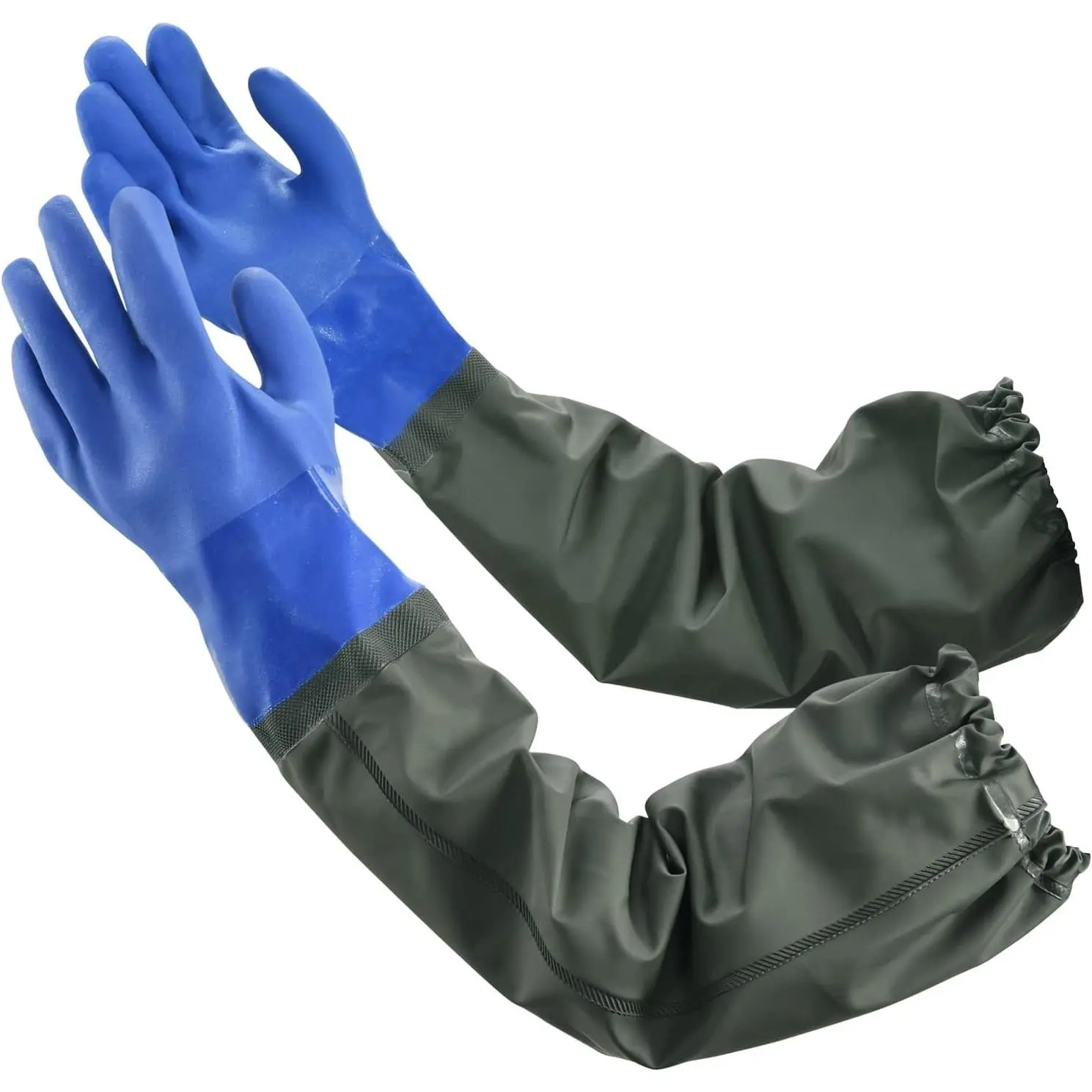 Long Waterproof Gloves, Long Chemical Gloves, Reusable, Padded Cotton Lined/Acid & Oil Resistant 28 inch