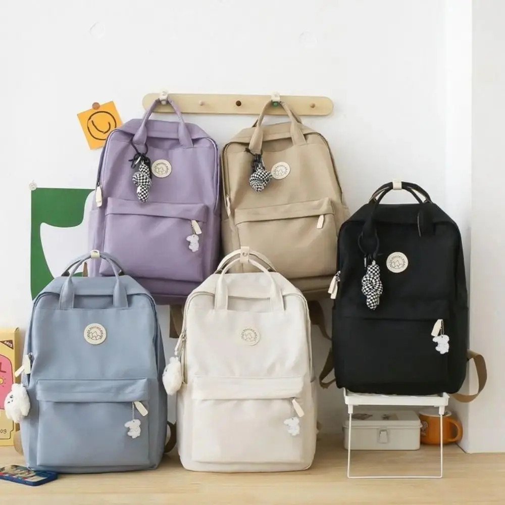 Fashion Waterproof Women Backpack Large Capacity Nylon Travel Backpack Ergonomic Solid Color Laptop Book Bag College Student