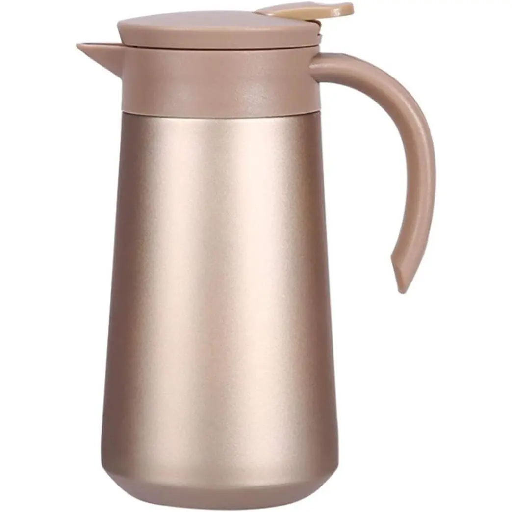 Thermal Coffee Carafe Tea Pot Stainless Steel Insulation Pot Double Wall Vacuum Insulated Coffee Tea & Beverage Dispenser for Coffee Milk and Tea, 27 Oz (Champagne)