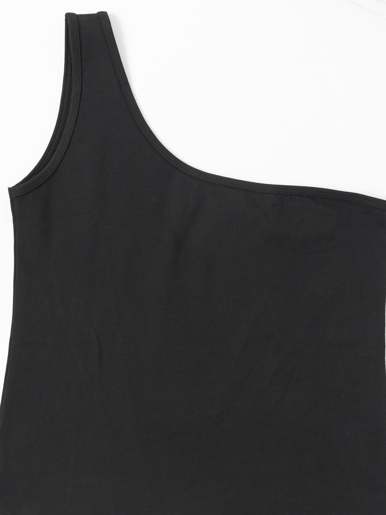 Women's High Elastic One-Shoulder Fashion Bodysuit, Soft Waist Control Shapewear, Casual All Season Wearable, Moderate Fabric Thickness
