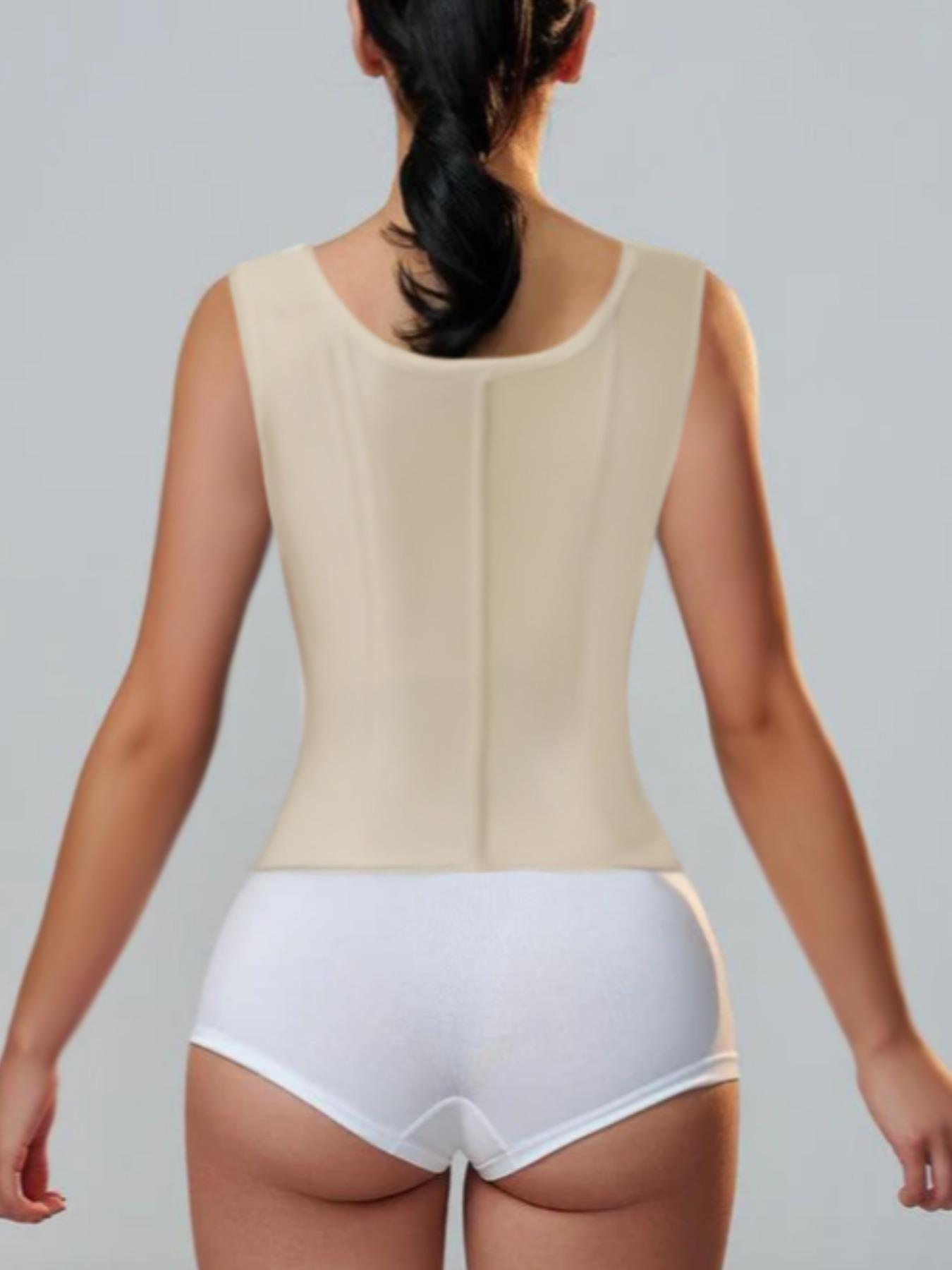 Women's Adjustable Hook & Eye Closure Zipper Front High Compression Shapewear Top, Open Bust Tummy Control Corset, Compression Waist Shaper, Ladies Shapewear for All Seasons