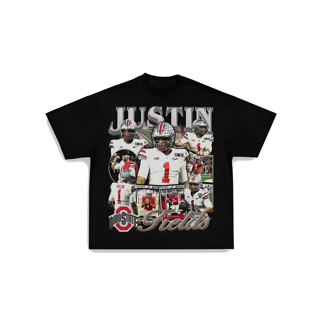 JUSTIN FIELDS - OSU TEE Print Short Sleeve T-Shirt Menswear Top Crewneck Underwear Tshirt Streetwear Man Tropical Shortsleeve Round Neck halloween t-shirt