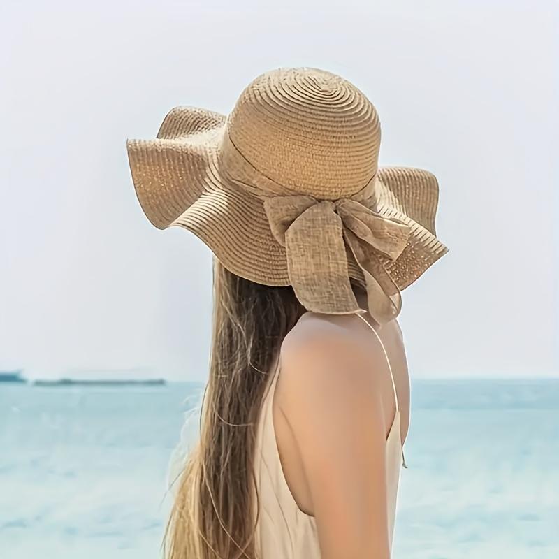 jewelry [2-Pack Beach Combo] 2-Pack Stylish Women's Khaki Wave Beach Hat & Woven Shoulder Bag Combo | Light And Breathable, Suitable For Spring/summer Beach Vacations And Outdoor Activities
