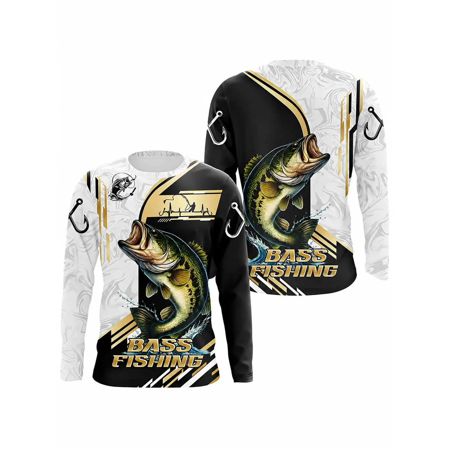 Men’s Long Sleeve Fishing T-Shirt, Multi Color Patchwork Letter Print Top, Breathable Moisture Wicking  Polyester Casual All Season Fishing Apparel