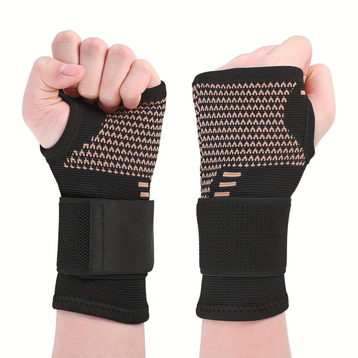 2-Pack Copper Fiber Wrist Compression Gloves, Adjustable Breathable Mesh Wrist & Hand Support for Men & Women, Ideal for Sports & Daily Wear
