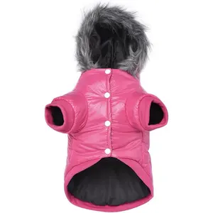 Dog Coat for Small Dogs, Windproof Doggie Puffer Jacket with Leash Hole, Extra Warm Dog Jacket Winter Coat, Pink S